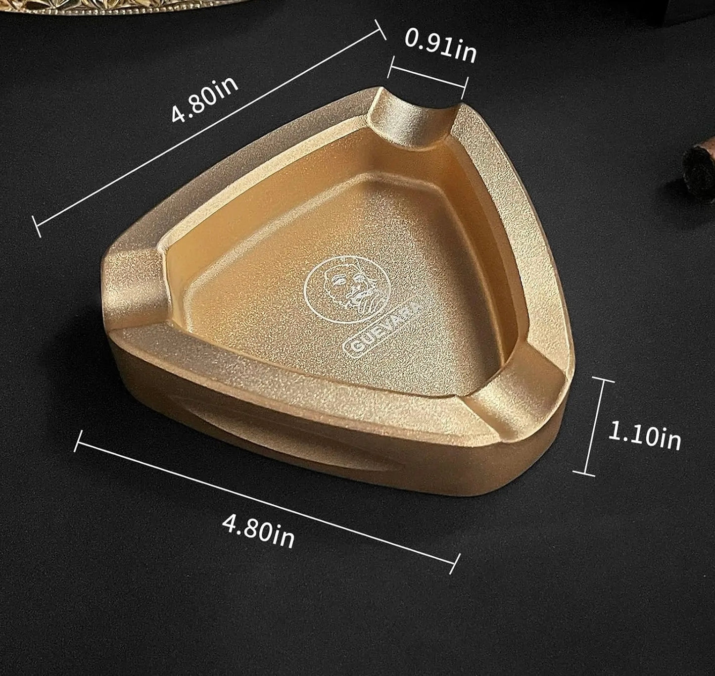 Guevara Luxury Smoking Metal 5" Ashtray  - 3 cigar slots