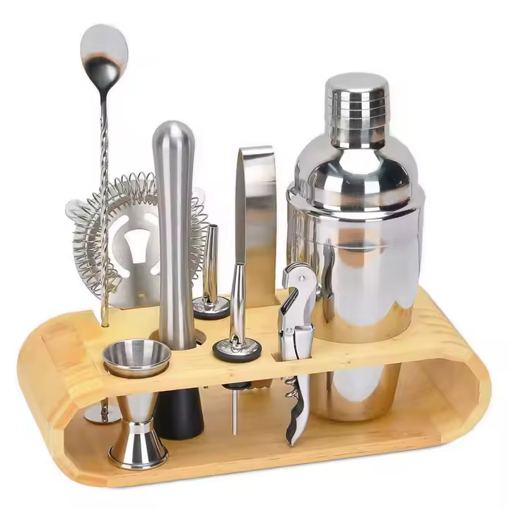 Camol - 10-piece Cocktail Shaker Set - with Wooden Stand